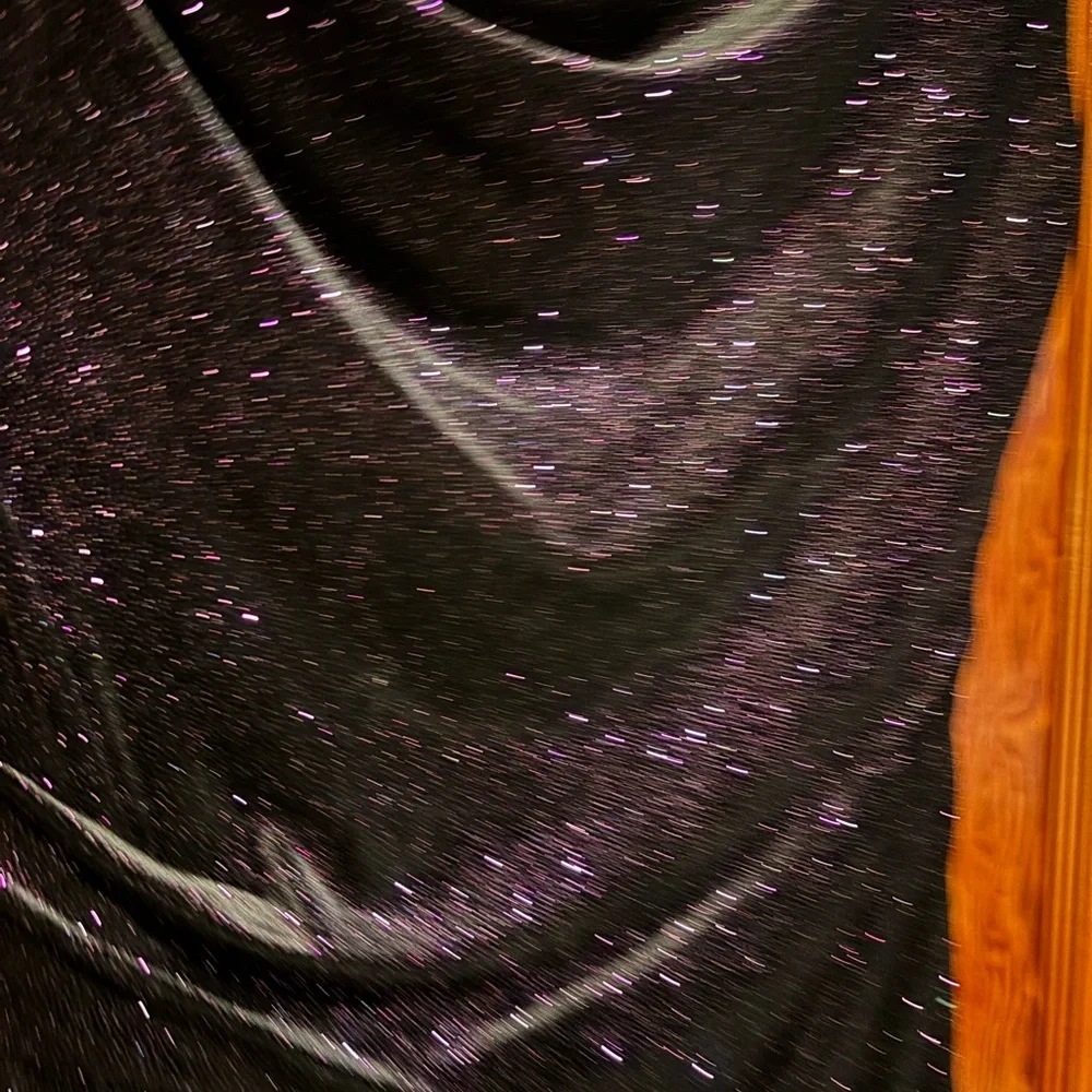 JH EVENINGS Black Purple Shifting Sparkle Ruched Evening Event Dress - Picture 2 of 6